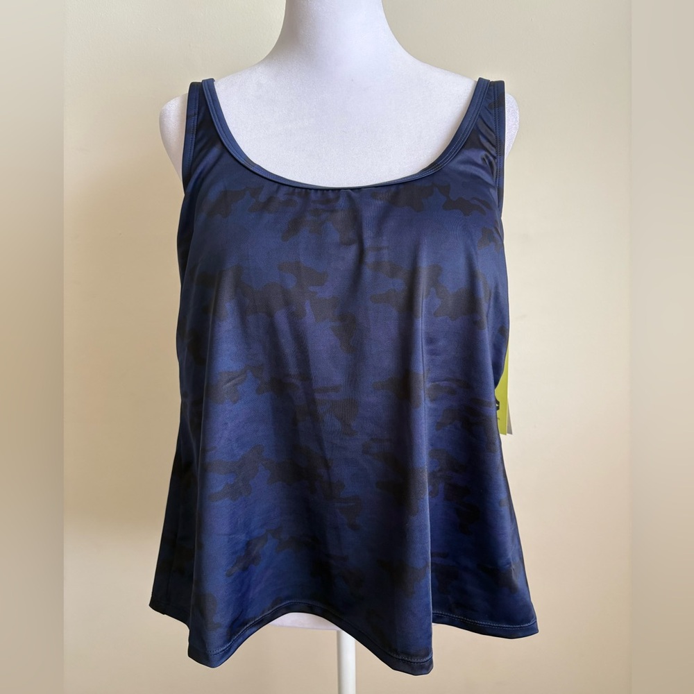 New All in Motion Blue Camouflage Tankini Top Size 20W - Picture 2 of 9